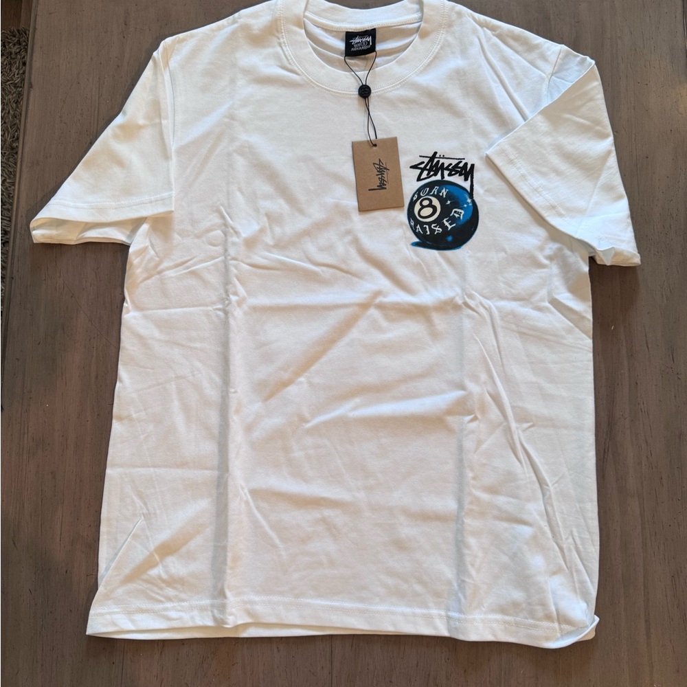 Stüssy “Born Raised 8 Ball” Tee – White - Small